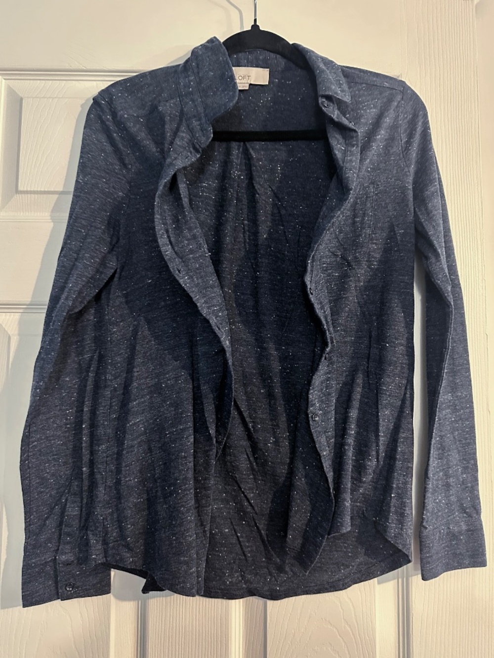Ann Taylor LOFT Long Sleeve Botton Front Cardigan Casual Shirt Blue Size Medium